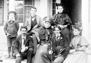 1896 photo. Robert Gray, Robert Barrell, Will Gray, Ruth Barrell, David Gray, Florence Cronce, Dorothy Barrell