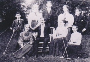 Gray/Barrell Croquet Photo (Ruth sitting on left, Will's father seated in middle, Will standing behind his father)